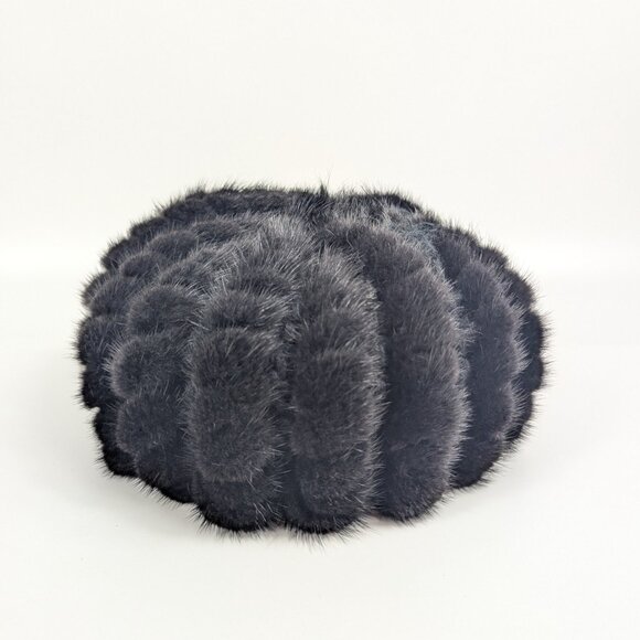 Vintage Dena Dyed Mink Black Hat with Knit Lining Fur Originated in Denmark